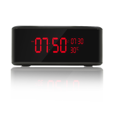 Hades 1080p HD WIFI Nanny Cam Alarm Clock Wireless Charging Station Bluetooth Speaker 