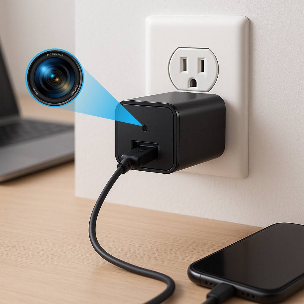 クリアファイル camera-mama Phoibe HD 1080p Nanny Cam USB Wall Travel Charger Camera