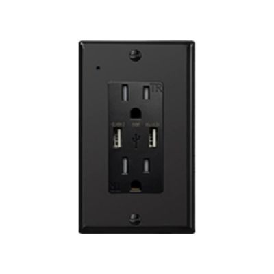 CRATUS.A-BLK - 4K UltraHD WIFI Streaming Nanny Cam Hardwired Functional USB-A Receptacle Black Outlet Plug
