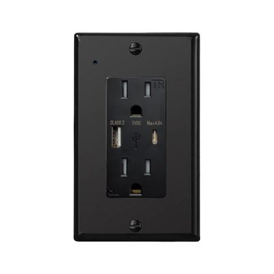 CRATUS.A-BLK - 4K UltraHD WIFI Streaming Nanny Cam Hardwired Functional USB-A & C Receptacle Black Outlet Plug
