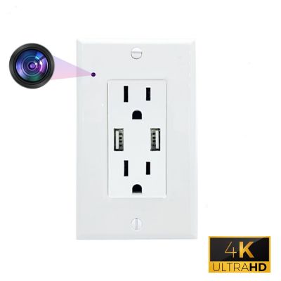 CRATUS.A - 4K UltraHD WIFI Streaming Nanny Cam Hardwired Functional USB-A Receptacle Outlet Plug