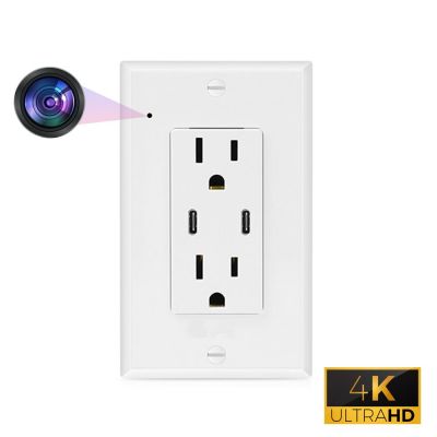 CRATUS.C2 - 4K UltraHD WIFI Streaming Nanny Cam Hardwired Functional USB-C & C Receptacle Outlet Plug