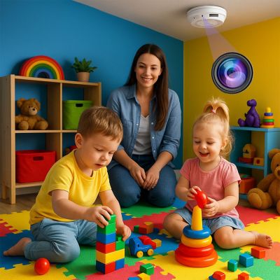FUMA II - HD WIFI Nanny Cam Dummy Smoke Detector with IR Night Vision and 6 Months Battery Life 