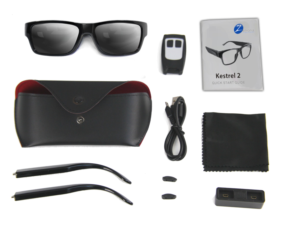 Kestrel 2 1080p HD Camera Eye Glasses with Remote Control and Touch