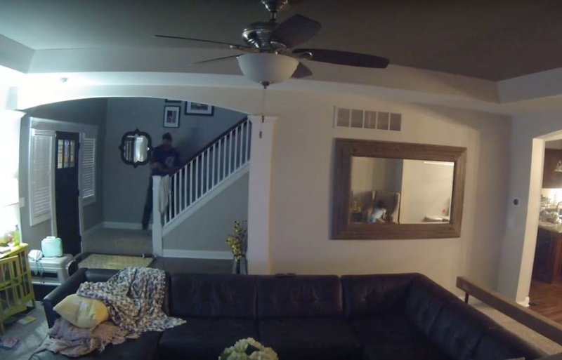 Falling dad caught on nanny cam