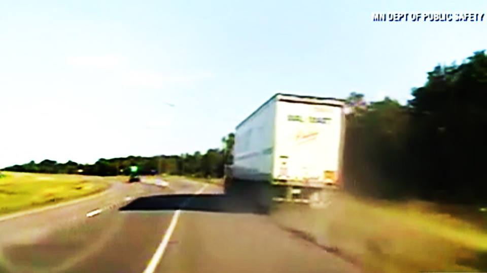 Dashcam Video Shows Drunk Semi-Truck Driver Swerve Off Highway